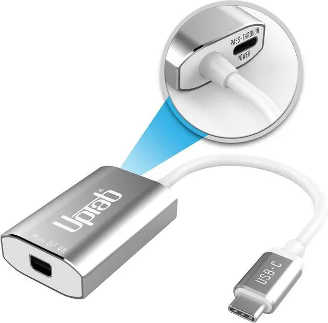 Main image of USB C to Mini DisplayPort Adapter UPTab 4K@60Hz USB-C Thunderbolt 3 to MDP Adapter with Power Port for New M4 MacBook Pro/Air iPad Pro Mac Mini M4 iMac and More (Silver)
