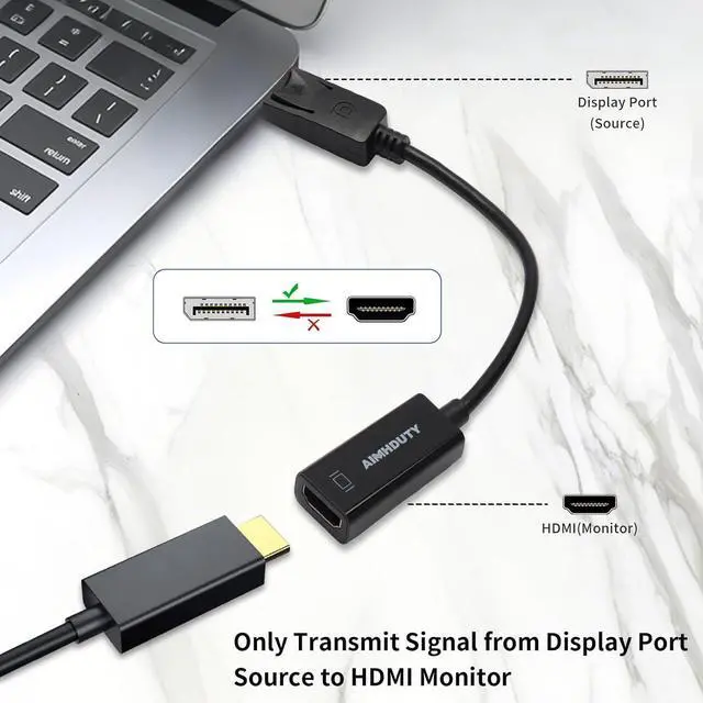 Alt view image 2 of 7 - 4K DisplayPort to HDMI Adapter 2-Pack Uni-Directional DP Display Port to HDMI Converter Male to Female Compatible with Laptop PC Monitor TV Projector and Other Passive