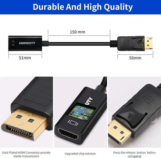 Alt view image 6 of 7 - 4K DisplayPort to HDMI Adapter 2-Pack Uni-Directional DP Display Port to HDMI Converter Male to Female Compatible with Laptop PC Monitor TV Projector and Other Passive