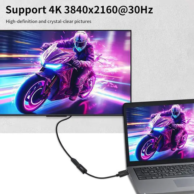 Alt view image 5 of 7 - 4K DisplayPort to HDMI Adapter 2-Pack Uni-Directional DP Display Port to HDMI Converter Male to Female Compatible with Laptop PC Monitor TV Projector and Other Passive