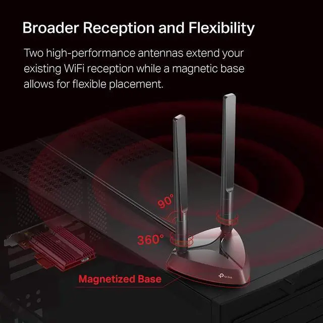 Alt view image 6 of 7 - WiFi 6 AX3000 PCIe WiFi Card (Archer TX3000E) Up to 2400Mbps Bluetooth 5.3 802.11AX Dual Band Wireless Adapter with MU-MIMO OFDMA Ultra-Low Latency Supports Windows 11 10 (64bit)