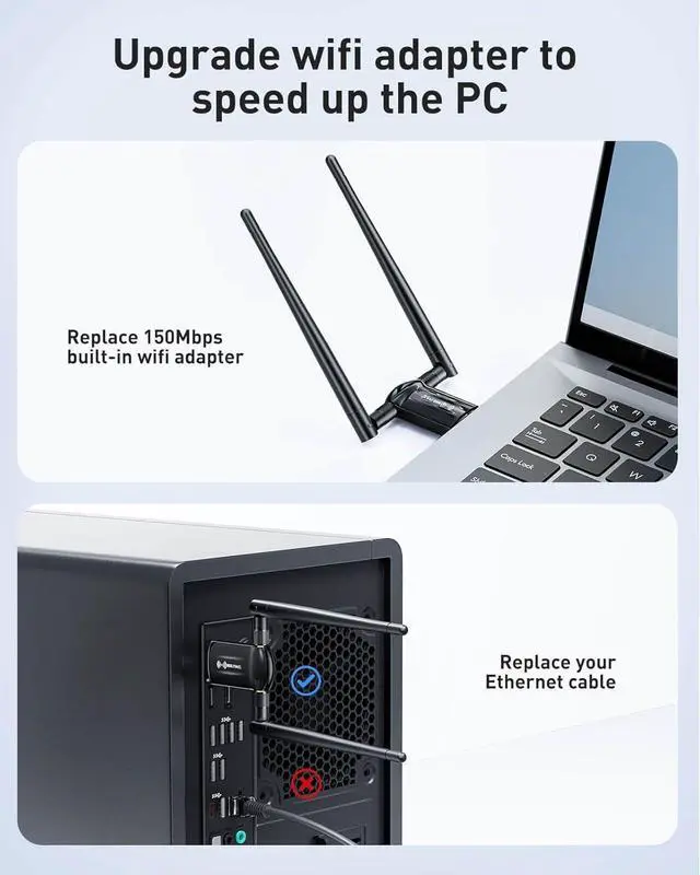 Alt view image 4 of 7 - USB WiFi Adapter for Desktop PC - 1300Mbps Wi-Fi 5G 2.4G USB 3.0 Wireless Adapter with WiFi Antenna for Win11/10/7 WiFi Dongle for Desktop PC Laptop Internet Network Wi-Fi Card