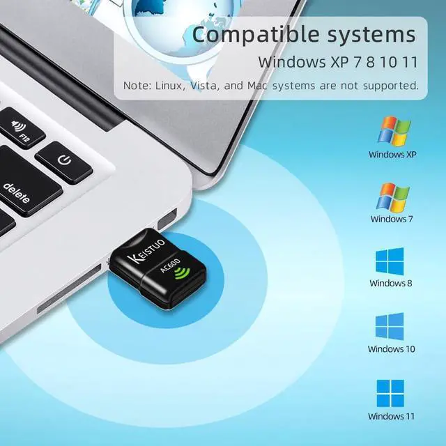 Alt view image 4 of 7 - AC600 WiFi Adapter for Desktop PC Laptop - Wireless Adapter for PC Dual Band 2.4GHz/5GHz Mini USB WiFi Adapter Compatible with Windows 11 10 8 7 XP Computer Network Adapters