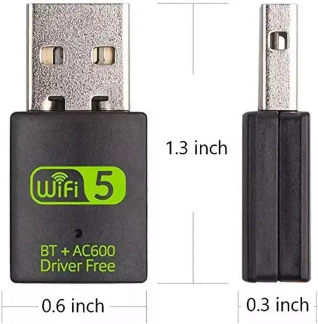 Alt view image 2 of 7 - USB WiFi Bluetooth Adapter 600Mbps Dual Band 2.4/5Ghz Wireless Network External Receiver Mini WiFi Dongle for PC/Laptop/Desktop Computer Driver Free Green WI-FI