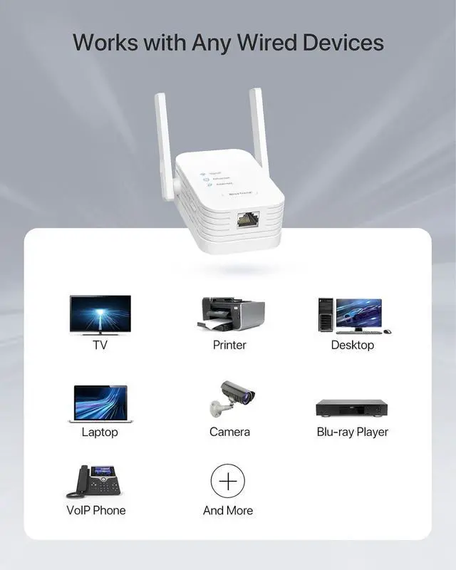 Alt view image 4 of 6 - Universal WiFi to Ethernet Adapter Support Turning off Extender WiFi 300Mbps on 2.4GHz WiFi to Wired Ethernet Adapter with RJ45 Port for Printer Smart TV Blu-Ray Player etc. WiFi Bridge