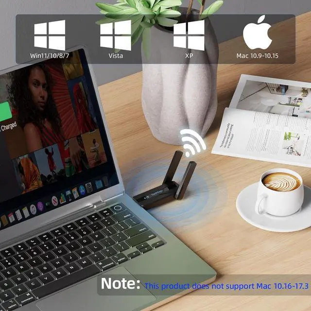 Alt view image 3 of 7 - USB WiFi Adapter for Desktop PC AC 1300Mbps Dual-Band 5G/2.4G USB 3.0 WiFi 5 Network Transceiver Wireless Dongle for PC Laptop Supports Windows 11/10/8.1/8/7/XP/Vista/Mac OS 10.9~10.15