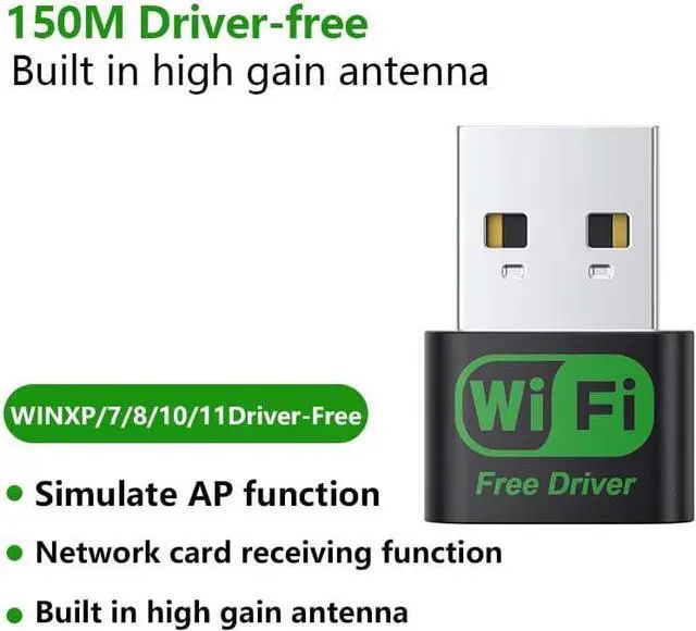 Alt view image 2 of 4 - USB WiFi Adapter Plug-n-Play Built-in high-gain Antenna USB for PC Desktop/LaptopWireless Network Adapter Supports Windows 11/10/8/7