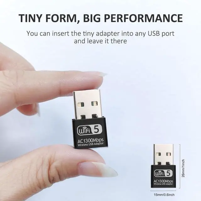 Alt view image 5 of 7 - 1300Mbps USB WiFi Adapter for PC-Tiny Size Wireless Network Adapter for Desktop with Dual Band 2.4GHz 5GHz MU-MIMO WiFi Dongle Supports Win11/10/8.1/8/7/XP Mac OS 10.9-10.15