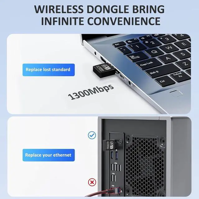 Alt view image 4 of 7 - 1300Mbps USB WiFi Adapter for PC-Tiny Size Wireless Network Adapter for Desktop with Dual Band 2.4GHz 5GHz MU-MIMO WiFi Dongle Supports Win11/10/8.1/8/7/XP Mac OS 10.9-10.15