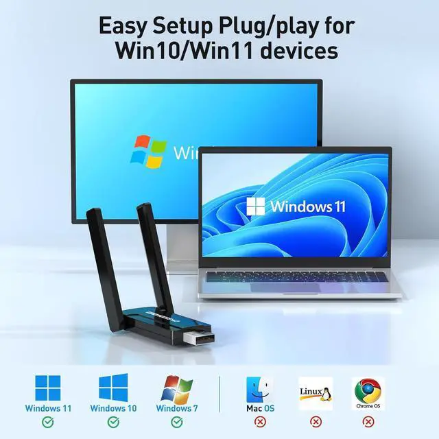 Alt view image 4 of 5 - AC1300 USB WiFi Adapter- 2.4G/5G Dual Band Wireless Network Adapter for PC Desktop MU-MIMO WiFi Dongle USB 3.0 Supports Windows 11 10 8.1 8 7