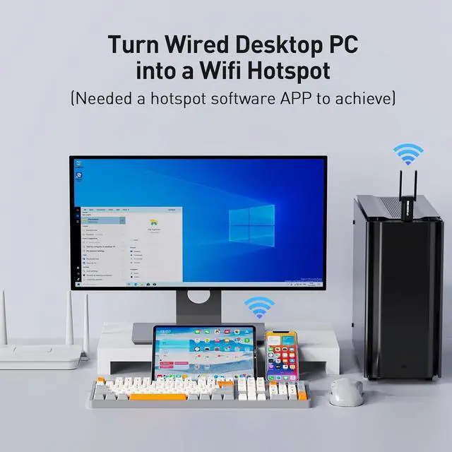 Alt view image 5 of 5 - AC1300 USB WiFi Adapter- 2.4G/5G Dual Band Wireless Network Adapter for PC Desktop MU-MIMO WiFi Dongle USB 3.0 Supports Windows 11 10 8.1 8 7
