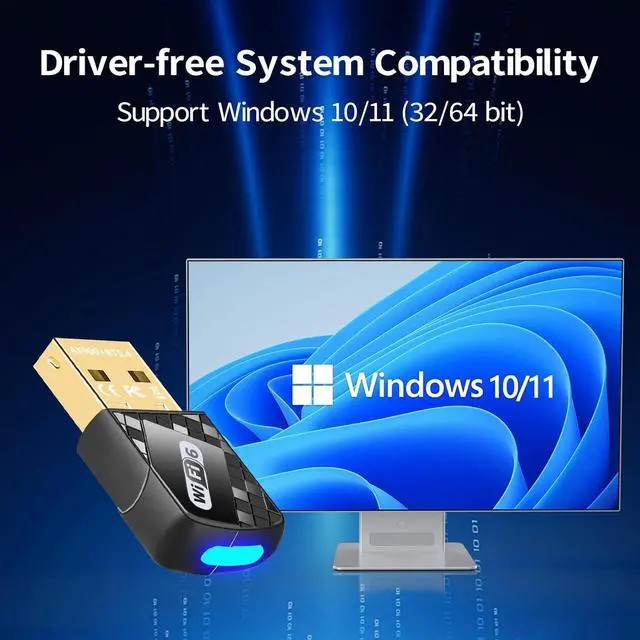 Alt view image 5 of 7 - WiFi Adapter USB WiFi Adapter for Desktop PC & Bluetooth 5.4(EDR+BLE) 2-in-1 900Mbps Dual Band (2.4GHz+5GHz) 802.11ax Wireless with Soft Blue Light Plug-and-Play for PC/Laptop/Printers (Win 10/11)