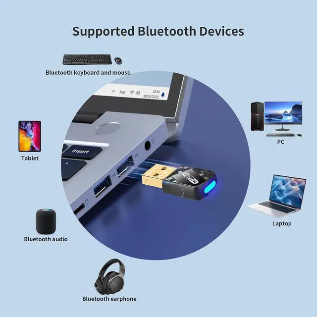 Alt view image 6 of 7 - WiFi Adapter USB WiFi Adapter for Desktop PC & Bluetooth 5.4(EDR+BLE) 2-in-1 900Mbps Dual Band (2.4GHz+5GHz) 802.11ax Wireless with Soft Blue Light Plug-and-Play for PC/Laptop/Printers (Win 10/11)