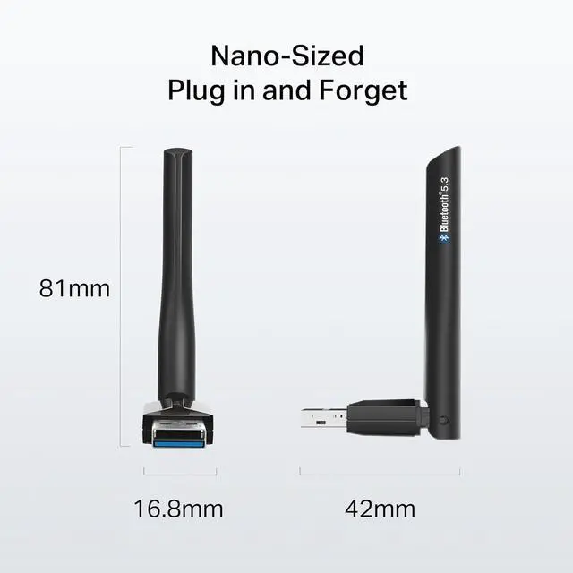 Alt view image 3 of 7 - USB Bluetooth Adapter for PC Bluetooth 5.3 Long Range Receiver Plug and Play Adjustable Antenna Supports Windows 11/10/8.1/7 for Desktop Laptop PS5/PS4/Xbox Controller (UB500 Plus)