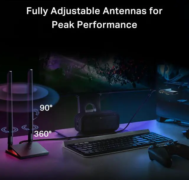 Alt view image 5 of 7 - WiFi 7 BE9300 PCIe WiFi Card for Desktop PC(Archer TBE550E) Tri-Band Wireless Adapter Bluetooth 5.4 Multicolor Status LED Supports AMD/Intel Motherboard Not Compatible with Windows 10