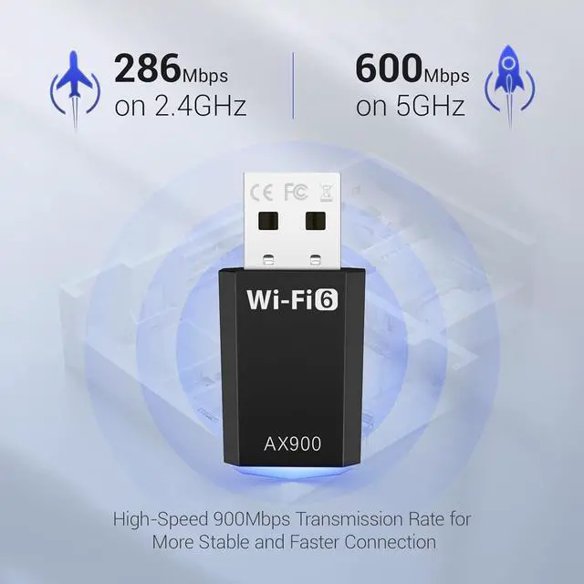 Alt view image 4 of 7 - WiFi Adapter for Desktop PC AX900 USB WiFi 6 Adapter with 5GHz/2.4GHz Dual Band WiFi Dongle Wireless WiFi Adapter for Supports Windows 10/11 WiFi 6 USB Adapter for PC/Desktop/Laptop