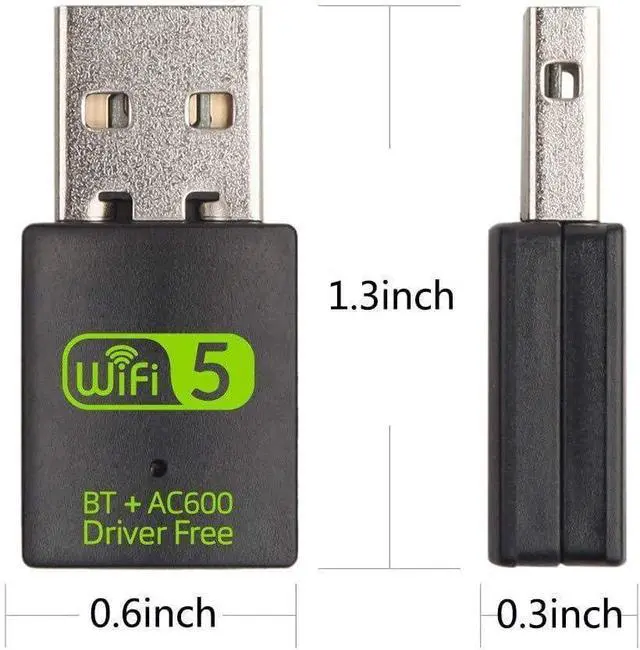 Alt view image 6 of 6 - Bluetooth Dongle WLAN USB Stick 600Mbps USB WiFi Bluetooth Adapter PC Dual Band 2.4GHz/5GHz Wireless Wi-Fi Network Card
