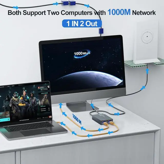 Alt view image 3 of 7 - Linkoostar Multi Ports Starlink Ethernet Adapter for Starlink Gen 2 Wired External Network 2 RJ45 Ports Starlink Ethernet Adapter 1 to 2 [2 Devices Network Simultaneously] - Up to 1 GBP