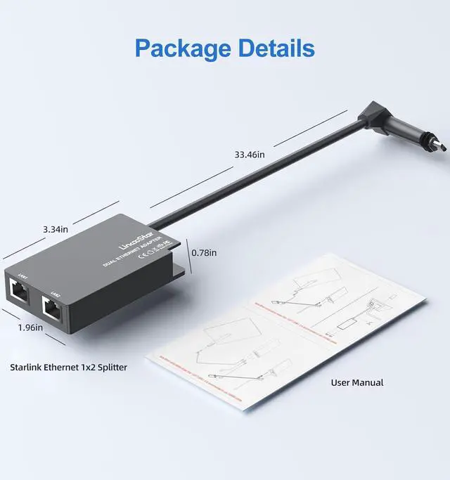 Alt view image 7 of 7 - Linkoostar Multi Ports Starlink Ethernet Adapter for Starlink Gen 2 Wired External Network 2 RJ45 Ports Starlink Ethernet Adapter 1 to 2 [2 Devices Network Simultaneously] - Up to 1 GBP