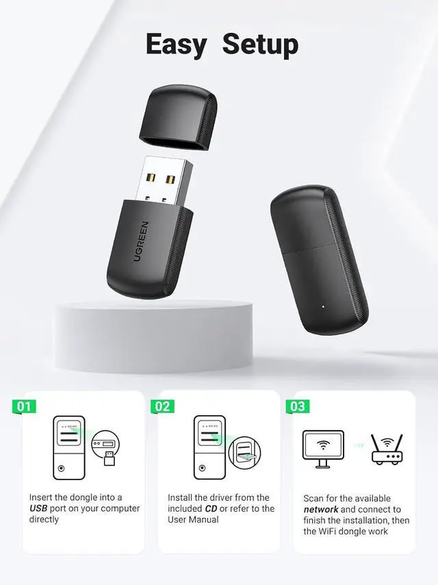 Alt view image 4 of 6 - AC650 USB WiFi Adapter for Desktop PC 5G 2.4G Dual Band WiFi Dongle Mini Wireless USB Computer Network Adapter Compatible with Windows 11 10 8.1 8 7