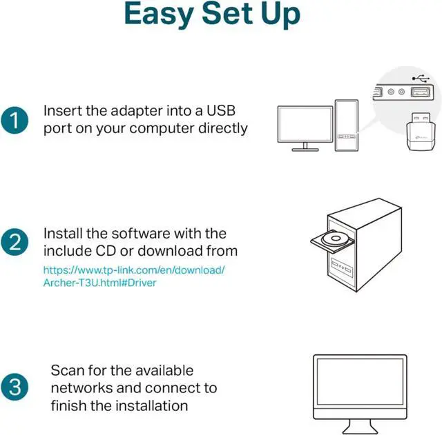 Alt view image 7 of 7 - Archer T2U 11AC USB WiFi Adapter - Dual Band 2.4G/5G AC600 Wireless Network Card WiFi Dongle Mini Size Supports Windows (XP/7/8/8.1/10) Mac OS (10.7~10.14)