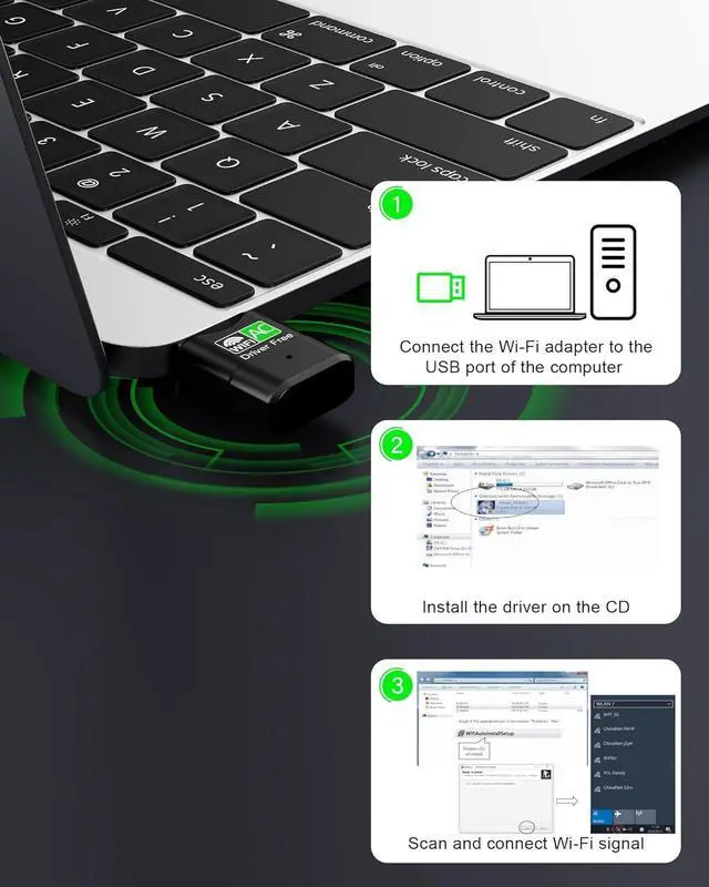 Alt view image 4 of 7 - USB WiFi Adapter for Desktop PC 600Mbps Dual Band 2.4G 5.8G Wireless WiFi Adapter for Laptop Wireless Network Support Windows 11/10/8/7/Xp USB Dongle for PC
