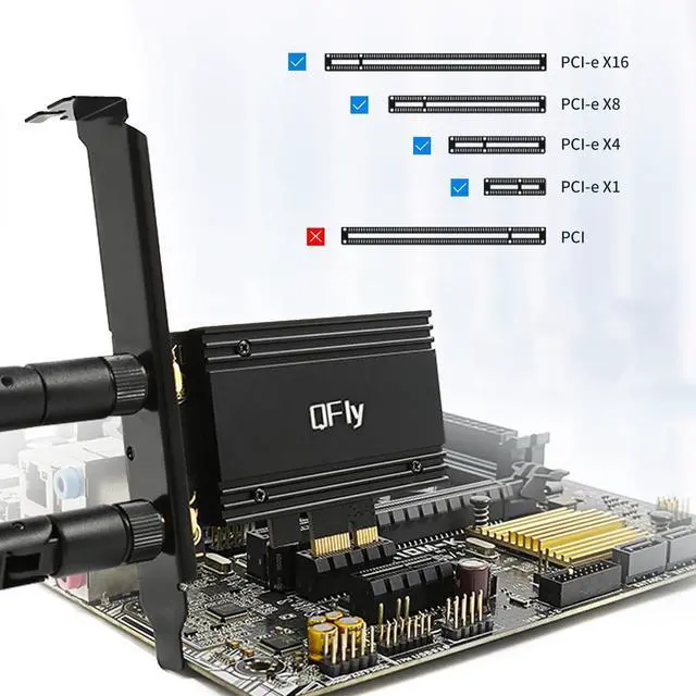 Alt view image 5 of 7 - PCIe WiFi 6E Card AX210 Network Card Adapter for PC Gaming Bluetooth 5.3 Tri-Band (802.11ax) 5400Mbps 6GHz Wireless LAN Cards with MU-MIMO OFDMA Support Windows 10/11 (64-bit)