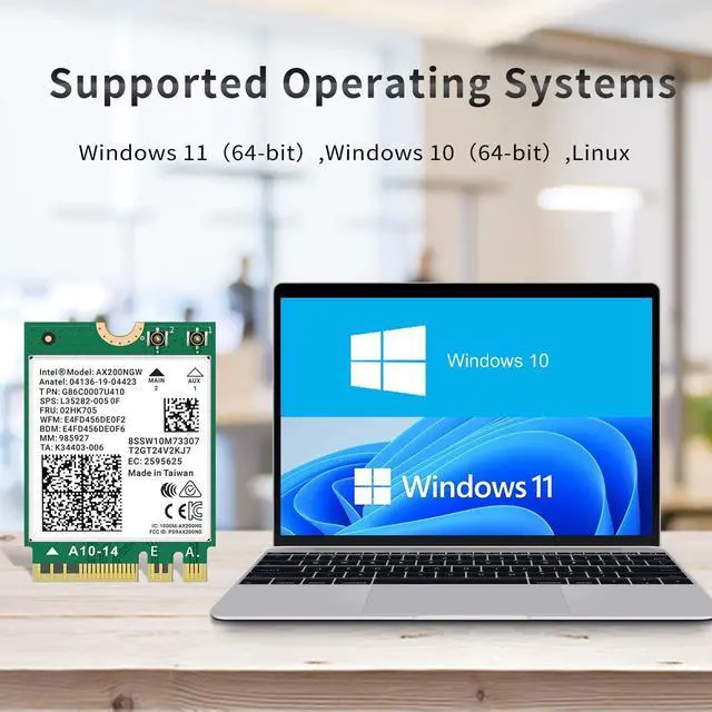 Alt view image 2 of 6 - WiFi 6 Card AX200NGW Wireless Network Card 2.4GHz 5GHz MU-MIMO Wi-Fi 6 (802.11ax) Module Adapter with Bluetooth 5.2 for PC Laptop Support Windows 10/11 64bit Gigabit M.2/NGFF