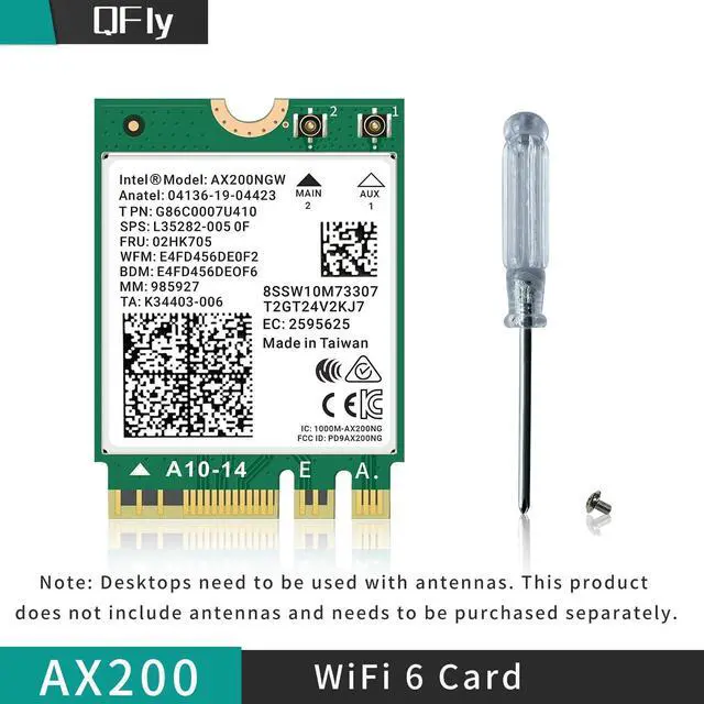 Alt view image 6 of 6 - WiFi 6 Card AX200NGW Wireless Network Card 2.4GHz 5GHz MU-MIMO Wi-Fi 6 (802.11ax) Module Adapter with Bluetooth 5.2 for PC Laptop Support Windows 10/11 64bit Gigabit M.2/NGFF