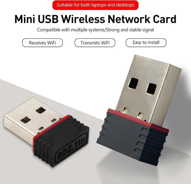 Alt view image 2 of 7 - 2 Pack 150Mbps Free Driver Wireless USB WiFi Adapter Single Band 2.4GHz Compatible with Windows 10 No Driver Required