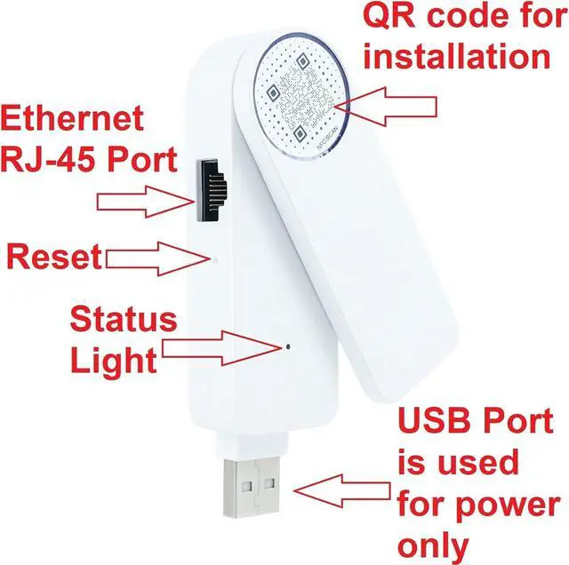 Alt view image 2 of 7 - WiFi to LAN Ethernet Adapter 2.4GHz for Printer Smart TV Blu-Ray PlayStation Xbox Wired to Wi-Fi USB Powered Repeater Omnidirectional Antenna Foldable Bridge Access Point AP