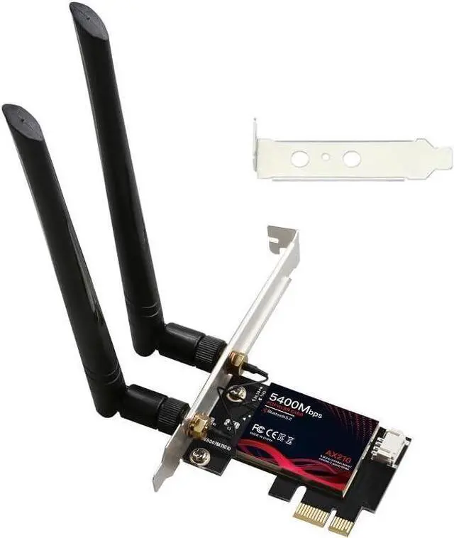 Alt view image 2 of 7 - 5400Mbps PCI Express x1 PCIe WiFi 6E 802.11ax Bluetooth BT5.3 Wireless Network Adapter Card with Low Profile Bracket (No Software)