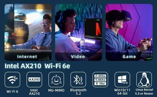 Alt view image 6 of 7 - 5400Mbps PCI Express x1 PCIe WiFi 6E 802.11ax Bluetooth BT5.3 Wireless Network Adapter Card with Low Profile Bracket (No Software)