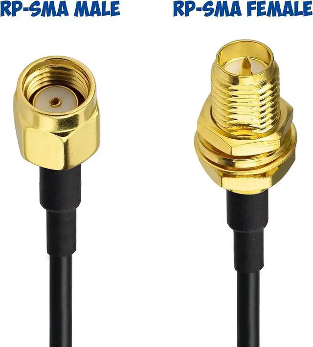 Alt view image 7 of 7 - Bingfu WiFi Antenna Extension Cable 2-Pack RP-SMA Male to RP-SMA Female Bulkhead Mount RG174 Cable 20 feet for WiFi Router Security IP Camera Wireless Network Card Adapter