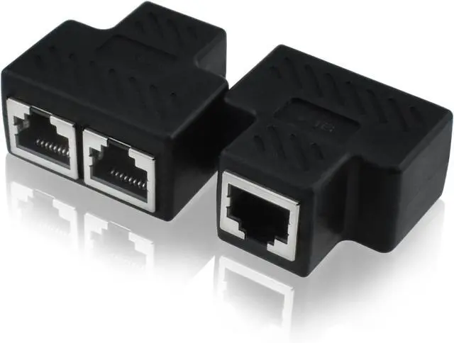 Main image of 2 Pcs RJ45 Splitter Adapter Ethernet Splitter 1 to 2 LAN Splitter Adapter for Cat5 Cat5e Cat6 Cat7 Cable (2 Devices Simultaneously Networking)