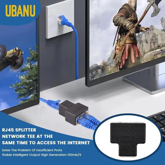 Alt view image 7 of 7 - 2 Pcs RJ45 Splitter Adapter Ethernet Splitter 1 to 2 LAN Splitter Adapter for Cat5 Cat5e Cat6 Cat7 Cable (2 Devices Simultaneously Networking)