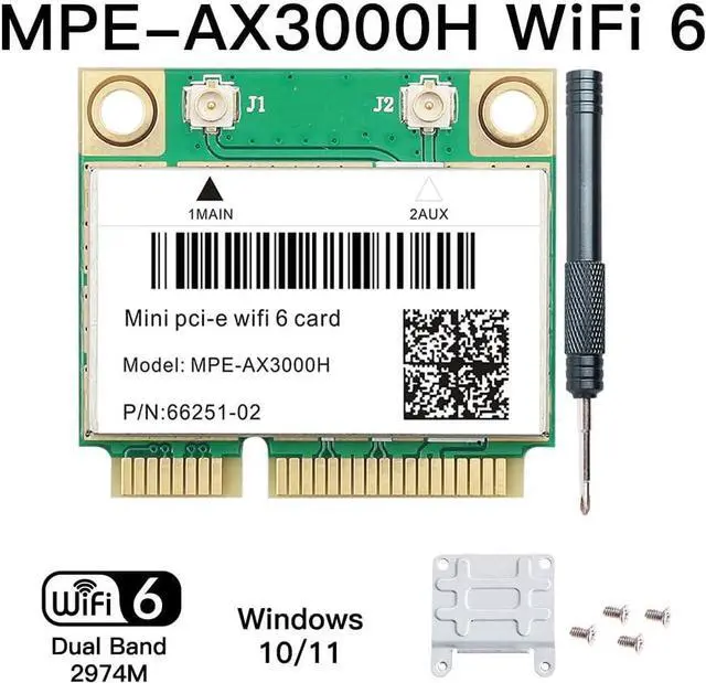 Alt view image 2 of 7 - MPE-AX3000H WiFi 6 Wireless Card Dual Band 802.11ax Half Mini PCI-E WiFi Card PCI Express Network Adapter BT5.2 2.4GHz 574Mbps 5GHz 2.4Gbps(160MHz) for Windows 10/11 64 bit Better 7260HMW WiFi Card
