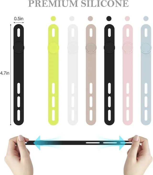 Alt view image 2 of 7 - 30Pcs Silicone Cable Ties - Reusable & Washable with Adjustable Locking Buckle Design High Elasticity Cable Straps for Home Office School Travel Essential Cord Organizer (6 Colors)