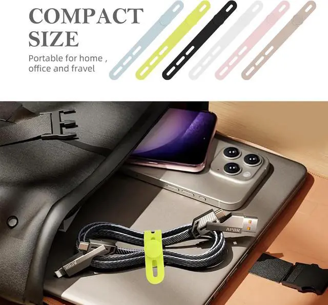 Alt view image 7 of 7 - 30Pcs Silicone Cable Ties - Reusable & Washable with Adjustable Locking Buckle Design High Elasticity Cable Straps for Home Office School Travel Essential Cord Organizer (6 Colors)