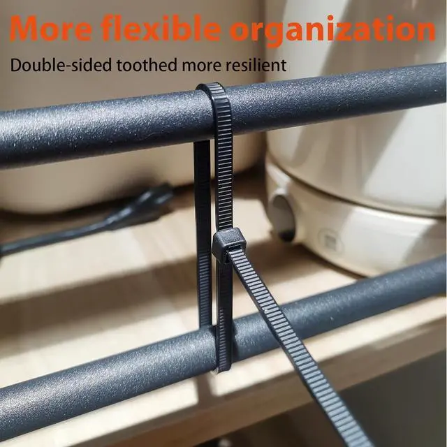 Alt view image 5 of 7 - Zip Ties Assorted Size 6+8+12+14+18 Inch Double Sided Toothed 120 LBS Tensile Strength Heavy Duty Cable Wire Ties Self-Locking Adjustable Durable Nylon Tie Wraps for Indoor Outdoor White500 Pack