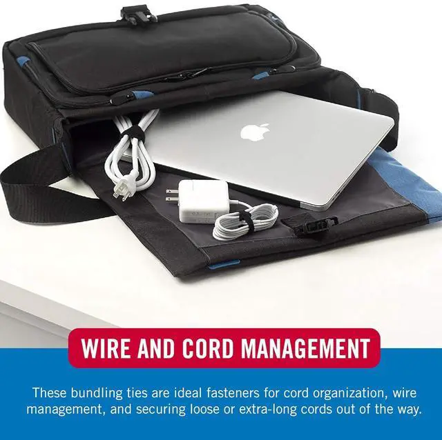 Alt view image 7 of 7 - ONE-WRAP Cable Ties | 25Pk | 8 x 1/2 Black Cord Organization Straps | Thin Pre-Cut Design | Wire Management for Organizing Home Office and Data Centers