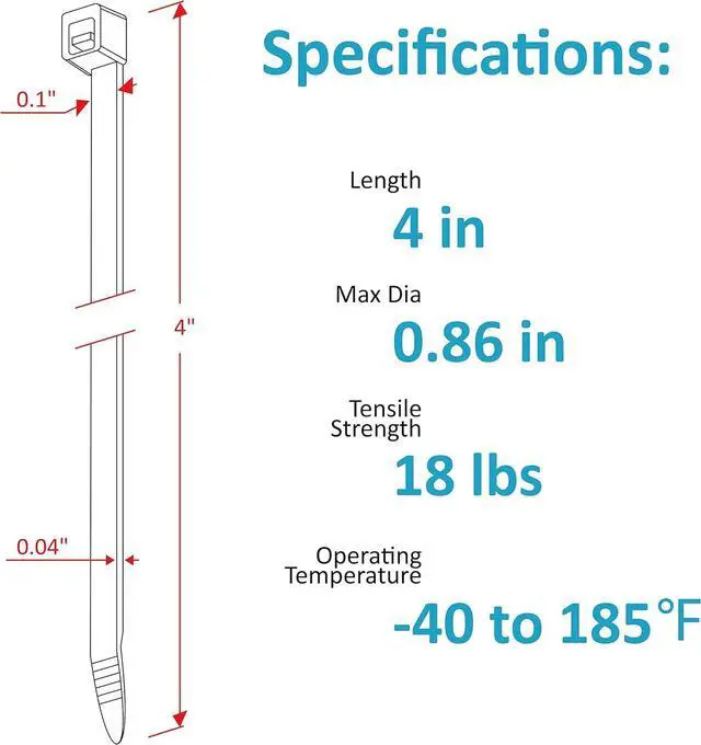 Alt view image 2 of 6 - Zip Ties 4 inch (200 Pack) Small Zip Ties with 18 lb Tensile Strength Black by Tantti Supply