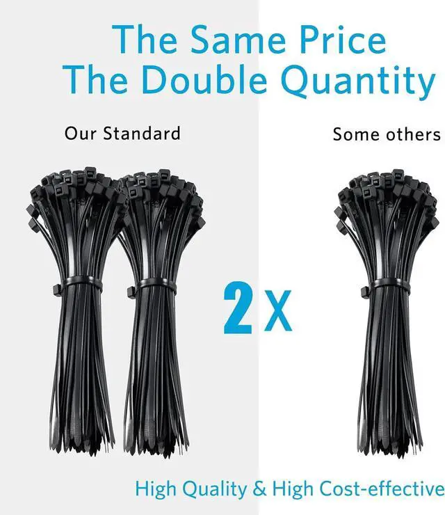 Alt view image 3 of 6 - Zip Ties 4 inch (200 Pack) Small Zip Ties with 18 lb Tensile Strength Black by Tantti Supply