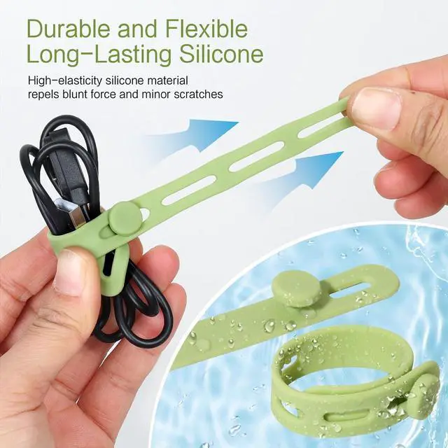 Alt view image 4 of 7 - 24Pcs Silicone Cable Ties - Reusable & Washable with Locking Buckle Design Adjustable Fastening Cable Straps Multi-Purpose High Elasticity Cord Organizer (4 Colors)