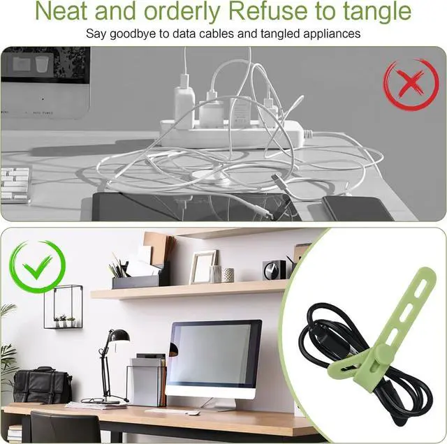 Alt view image 7 of 7 - 24Pcs Silicone Cable Ties - Reusable & Washable with Locking Buckle Design Adjustable Fastening Cable Straps Multi-Purpose High Elasticity Cord Organizer (4 Colors)