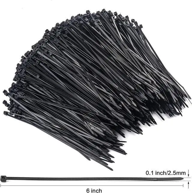 Alt view image 2 of 7 - 1000 Pcs Zip Ties 6 Inch Self-Locking Nylon Cable Ties Premium Heavy Duty Plastic Wire Ties Wraps for Indoor and Outdoor (Black)