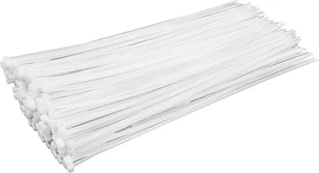 Main image of White Zip Ties 14 inch (100 Pack) Clear 50 lb UV Resistant Cable Ties for Outdoor Use