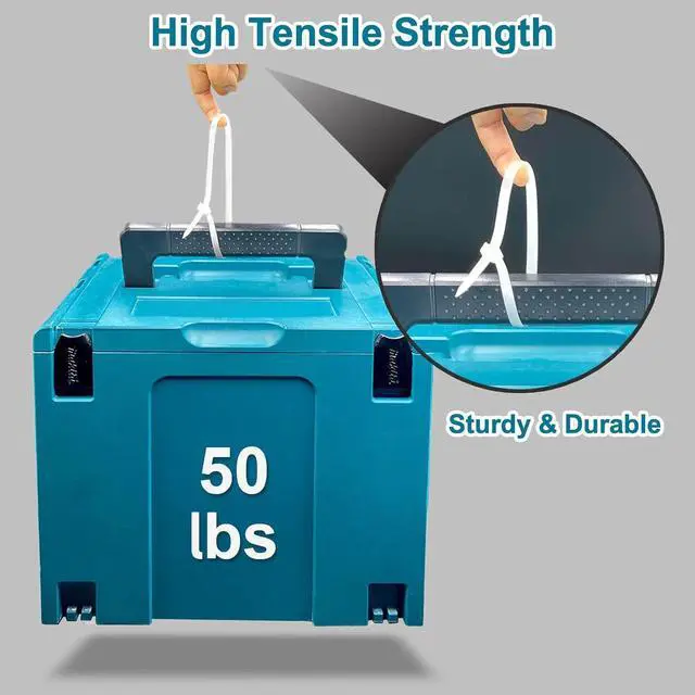 Alt view image 3 of 6 - White Zip Ties 14 inch (100 Pack) Clear 50 lb UV Resistant Cable Ties for Outdoor Use