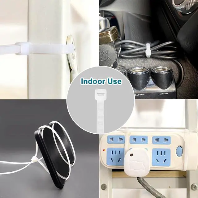 Alt view image 5 of 6 - White Zip Ties 14 inch (100 Pack) Clear 50 lb UV Resistant Cable Ties for Outdoor Use