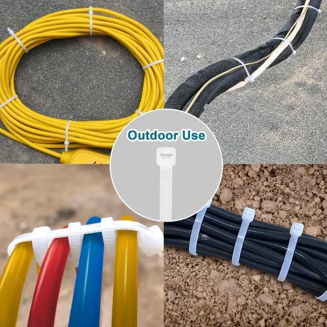 Alt view image 6 of 6 - White Zip Ties 14 inch (100 Pack) Clear 50 lb UV Resistant Cable Ties for Outdoor Use